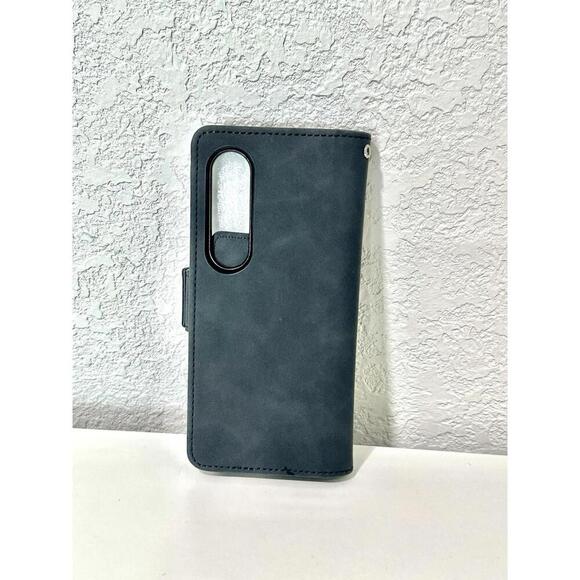 New Samsung Galaxy Z Fold 4 Case Black Leather Phone Accessory Card Wallet Case - Picture 1 of 6